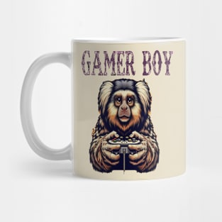 Busy marmoset monkey playing video game Mug